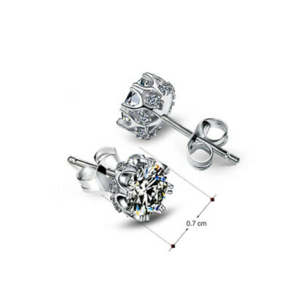 New 925 Sterling silver Stud Diamond Earrings - Picture 2 of 3